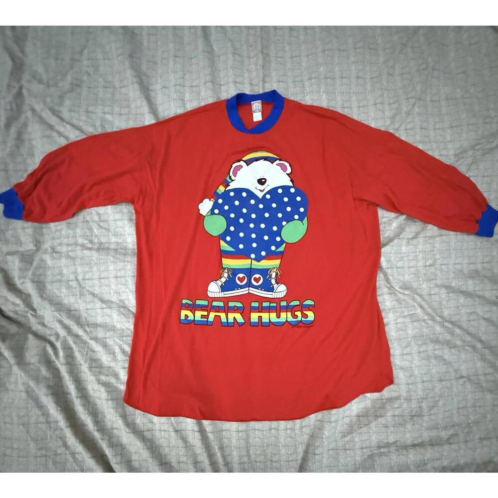 Nightgown Bear Hugs Vintage 90s Rainbow Bear 1993 Kaycee Designs One Size PRIDE